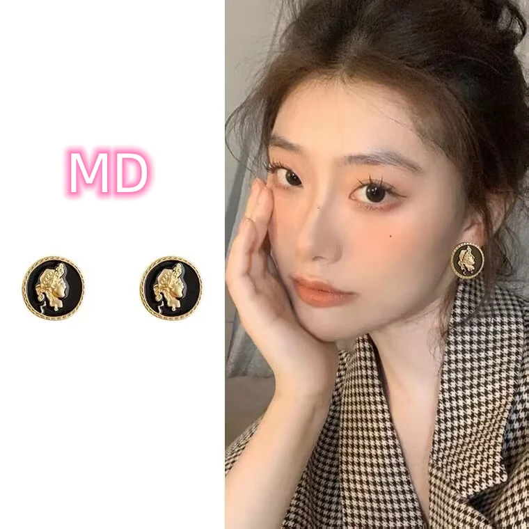铜合金耳饰 法式复古人像耳环女高级感气质网红小众设计耳钉0117