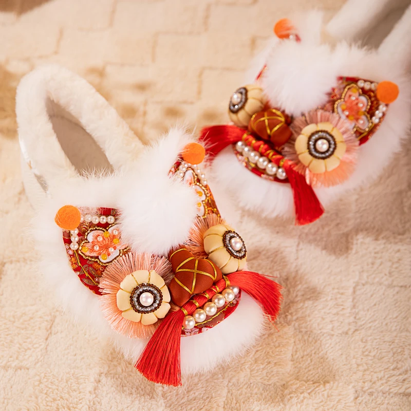 成人虎头鞋女棉鞋纯手工布鞋潮鞋国风原创绣花鞋保暖居家汉服鞋