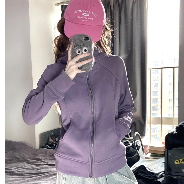 【骆驼小蛮腰】运动外套女2024秋冬针织连帽外套抗静电内外加绒卫衣