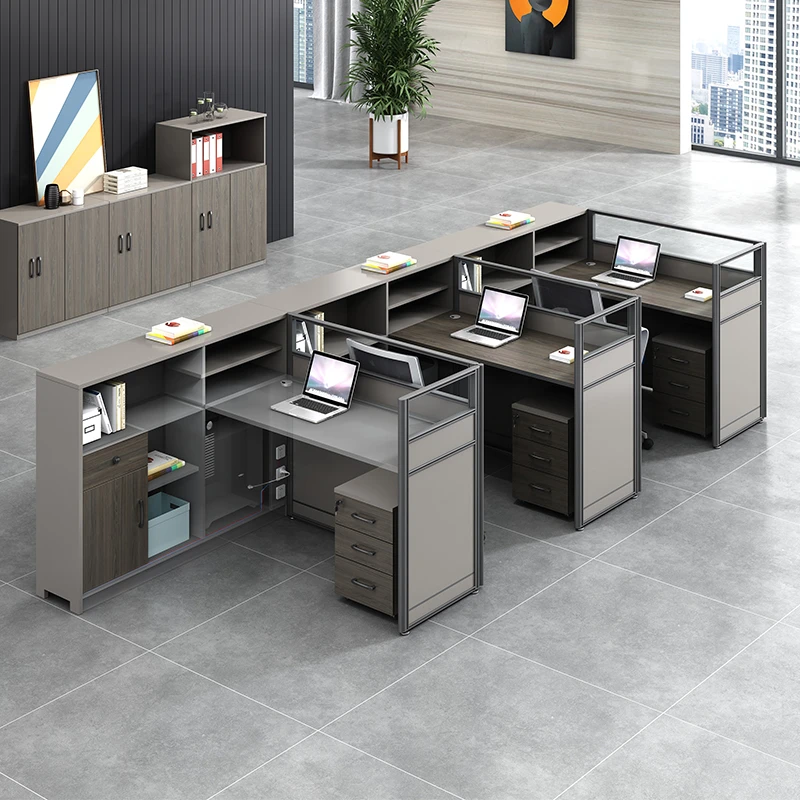 职员办公桌子办公室员工电脑桌椅组合屏风隔断双人财务办工桌单人