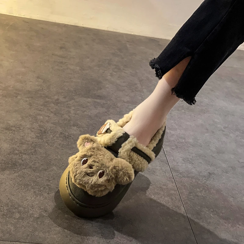 防撞头冬季毛绒棉拖鞋女卡通可爱情侣保暖时尚网红外穿防滑毛拖鞋