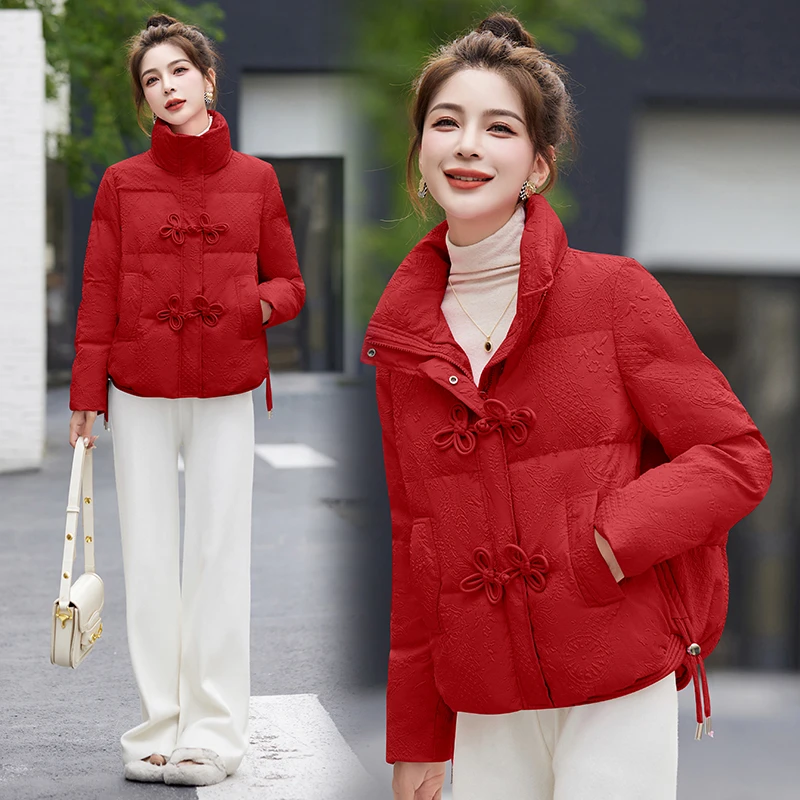 新中式国风短款加厚棉服女冬装新款新款时尚棉袄复古盘扣气质棉衣