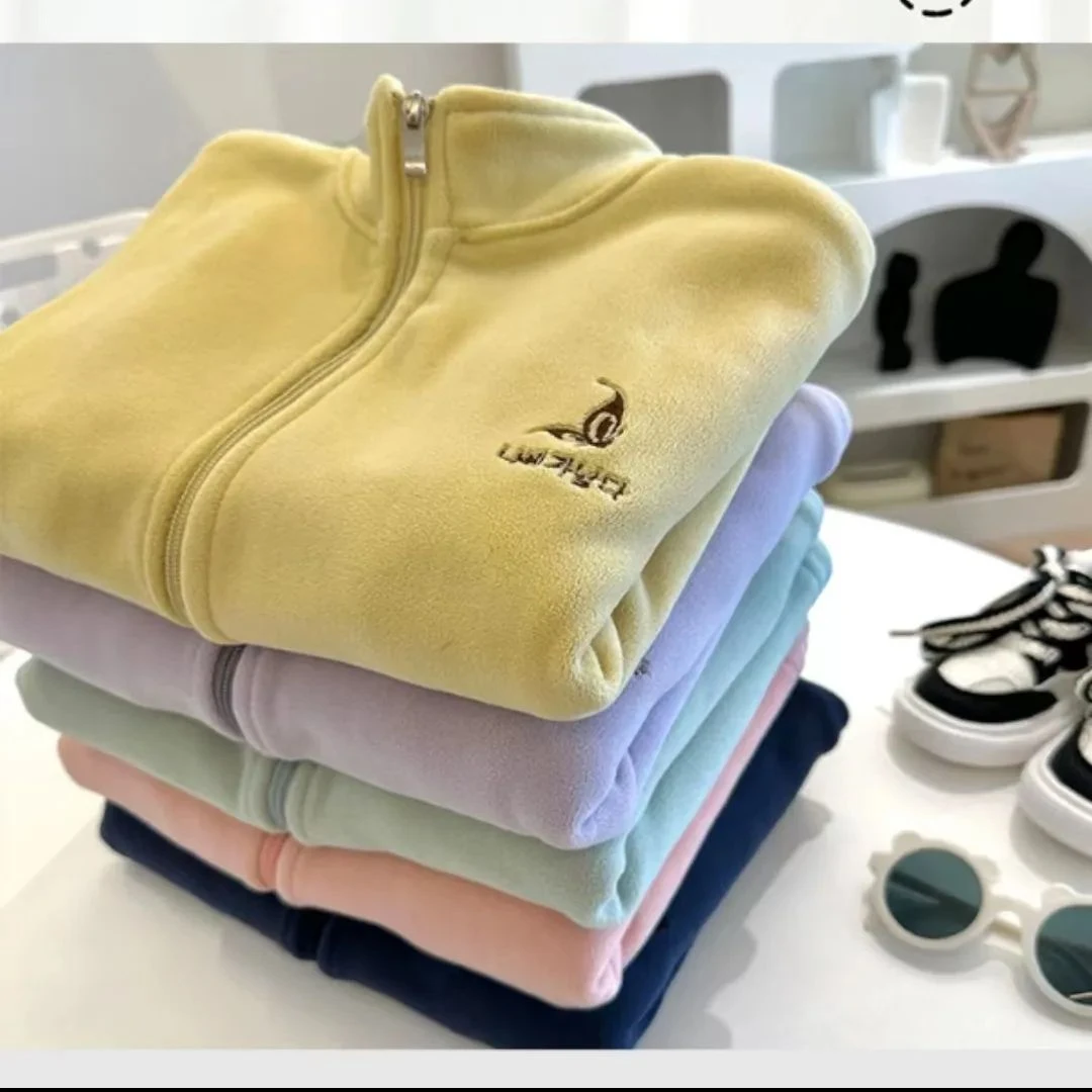 2024秋冬新款儿童冬季摇粒绒外套男女孩保暖上衣洋气加厚SYT