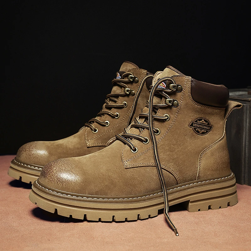 秋季新款英伦百搭户外登山鞋2024年复古潮流厚底增高男生马丁靴