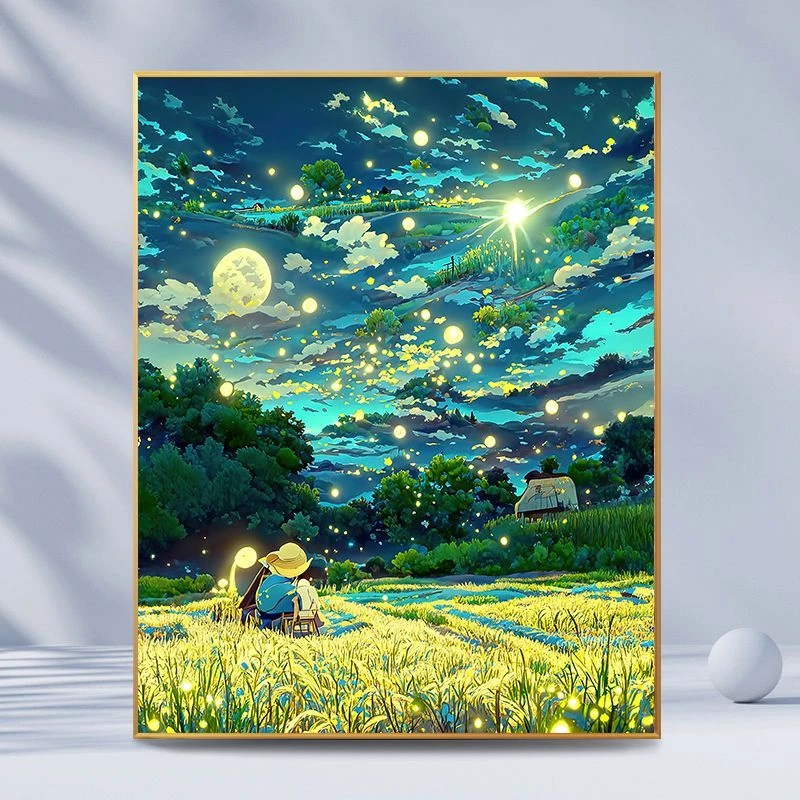 麦田的星空diy数字油画填色涂画手工涂色DIY礼物画画diy填色商品