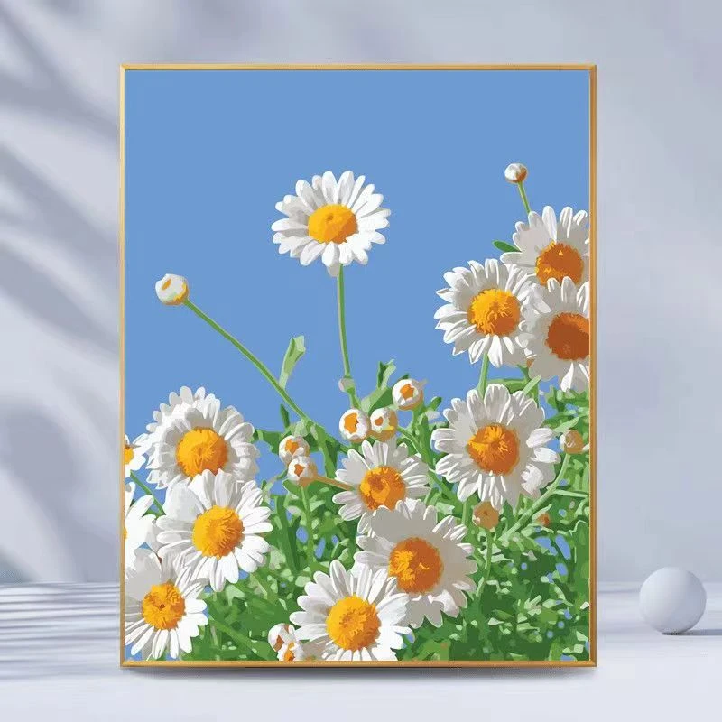 小雏菊diy数字油画花卉填色手工涂色手绘填充DIY礼物油彩装饰画画