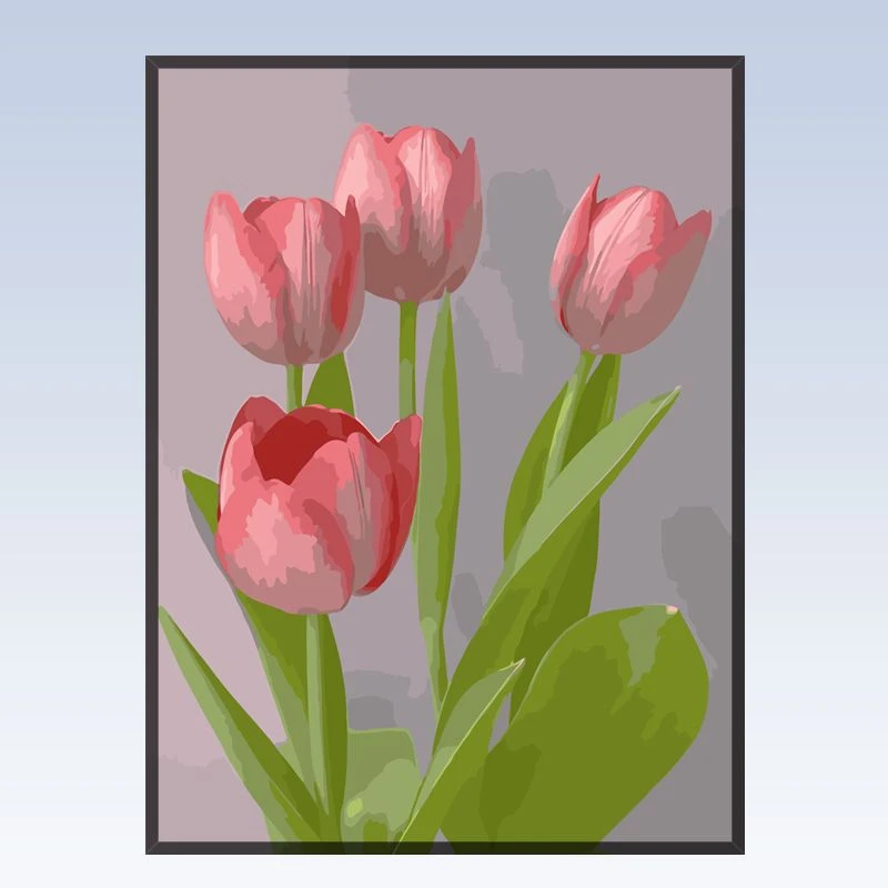 郁金香油画diy填充植物花卉数字填色手工涂色画画上色高级装饰画