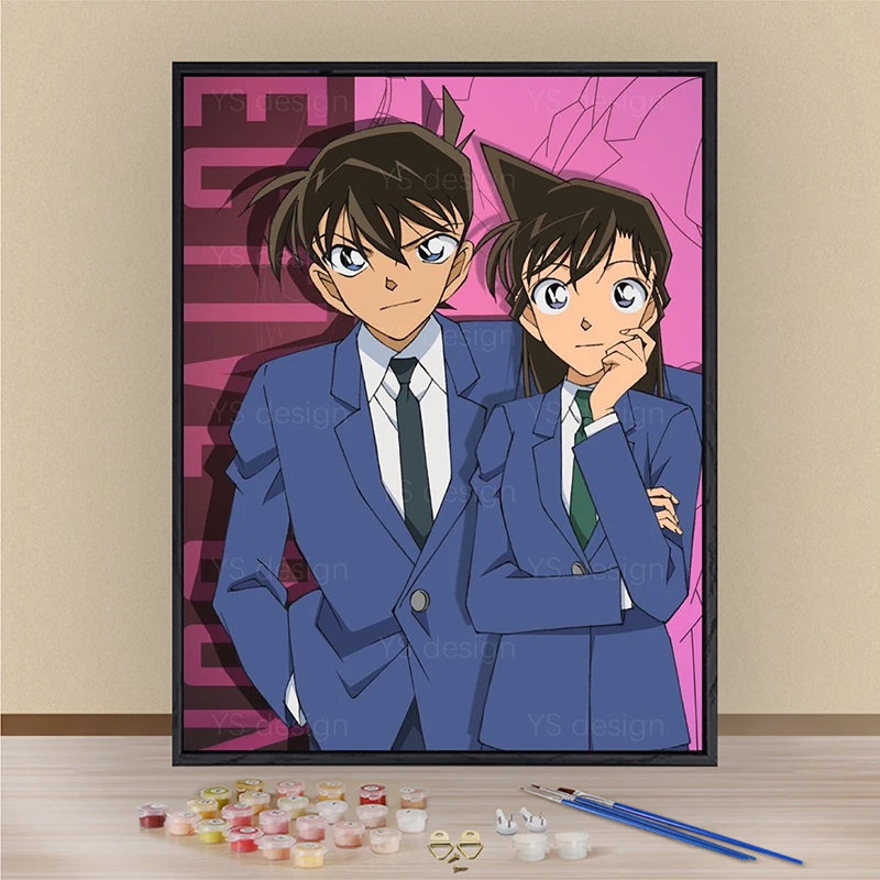 名侦探柯南diy数字油画创意礼物手工填色涂画手绘DIY油画装饰挂画