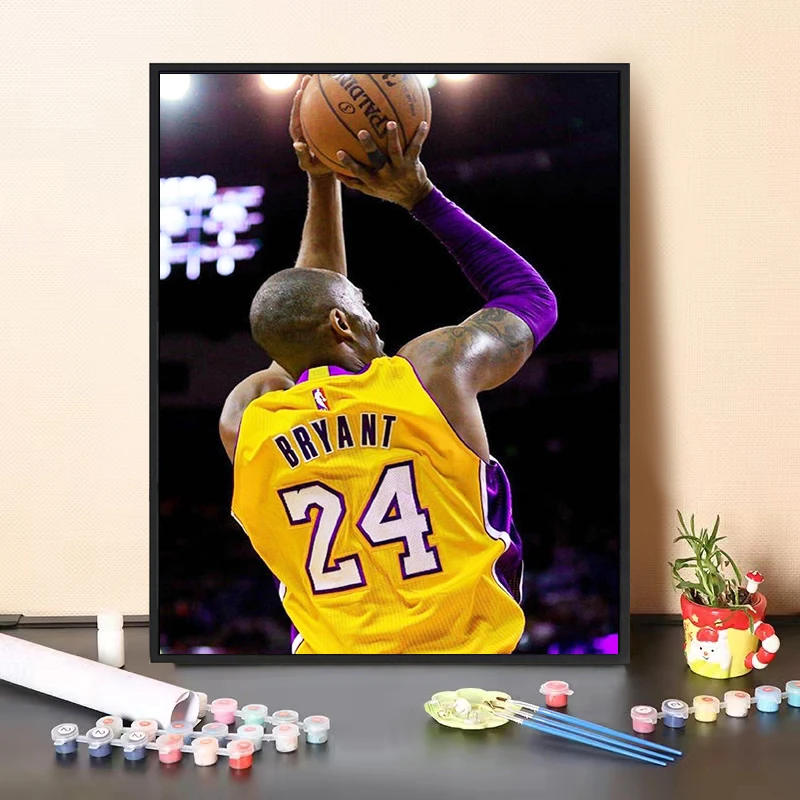 NBA明星diy数字油画科比送礼色彩手绘填涂高级生日礼物装饰填充画