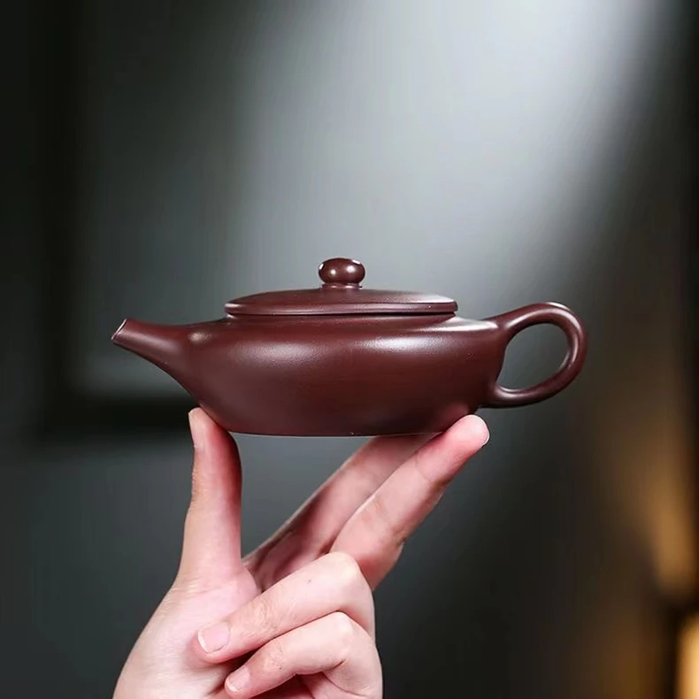 玺岩紫砂-紫泥扁晨壶-150ml