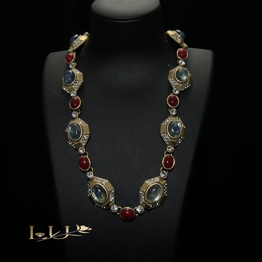 铜合金琉璃项链 素锦瑰宝  复古做旧工艺项链