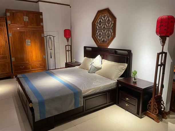 红实木C猬紫T酸枝色尚梨大床