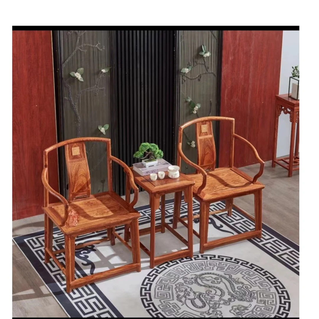 中式红实木南宫官帽椅组合