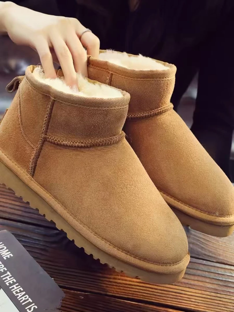 周冬雨同款雪地靴皮毛一体加绒加厚保暖短靴
