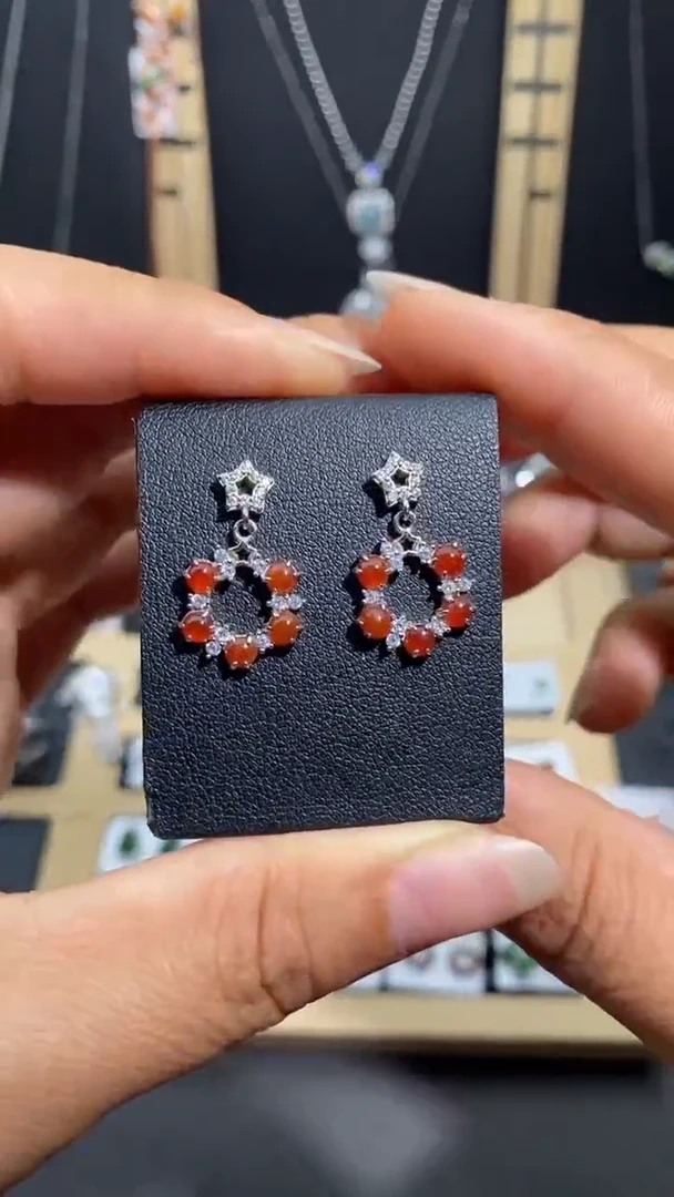 【闪购商品】翡翠耳饰银S925镶嵌6