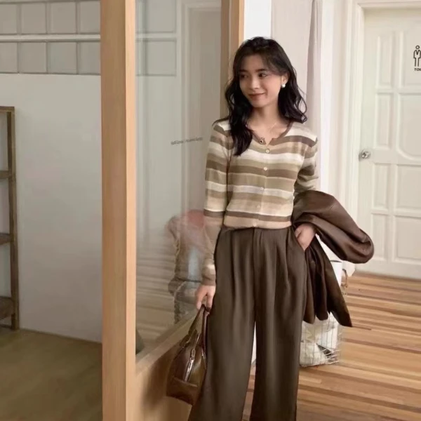 ENJOY'ME H-2815秋冬气质条纹撞色针织衫154467041