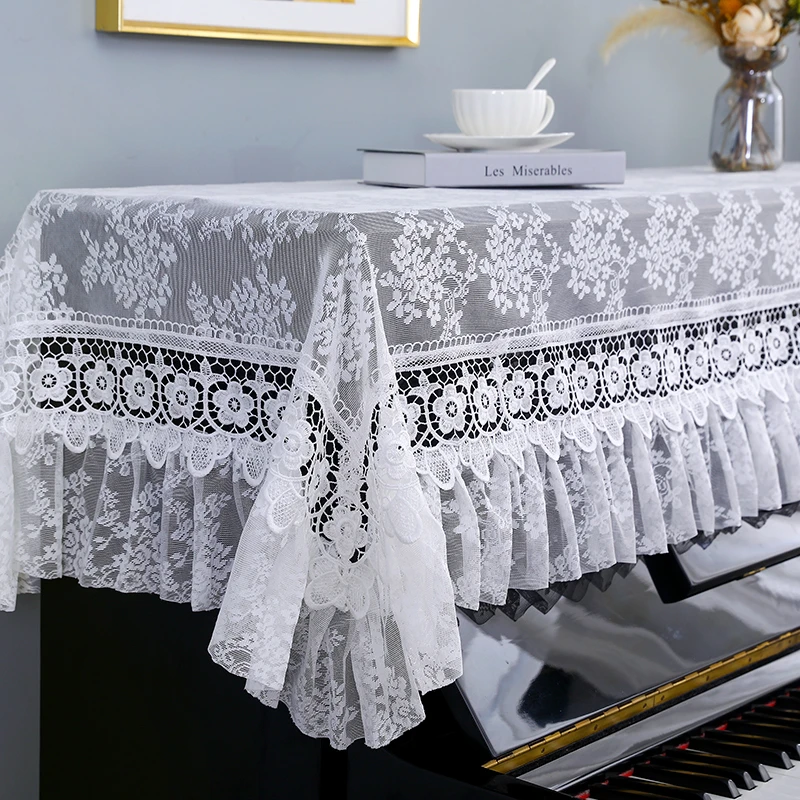 网红法式蕾丝钢琴盖布田园风轻奢北欧高档琴罩蕾丝布艺防尘保护罩