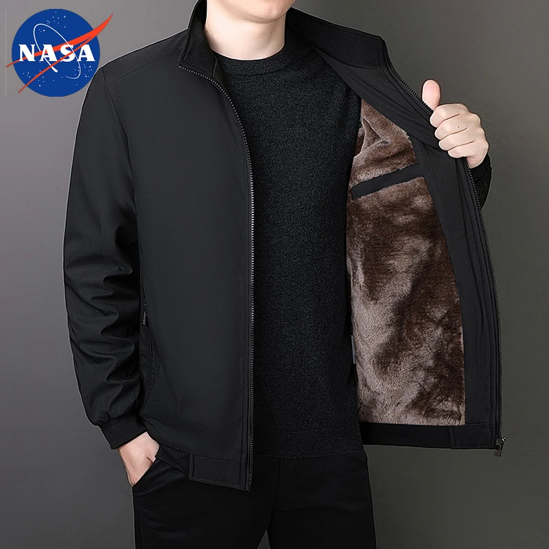 外套男士秋冬季商务休闲立领夹克中年爸爸大码加绒加厚保暖棉衣男