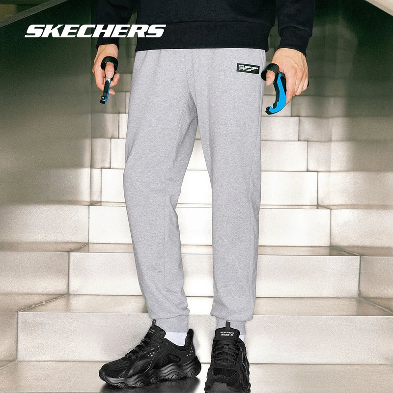 SKECHERS/斯凯奇新款缤纷休闲系列男女加绒针织纯色长裤L322M084