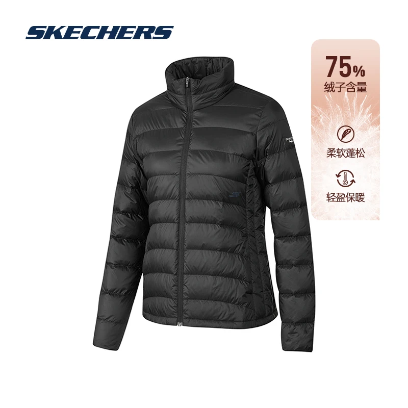 SKECHERS斯凯奇女冬季舒适保暖轻便立领梭织短款羽绒外套P423W121