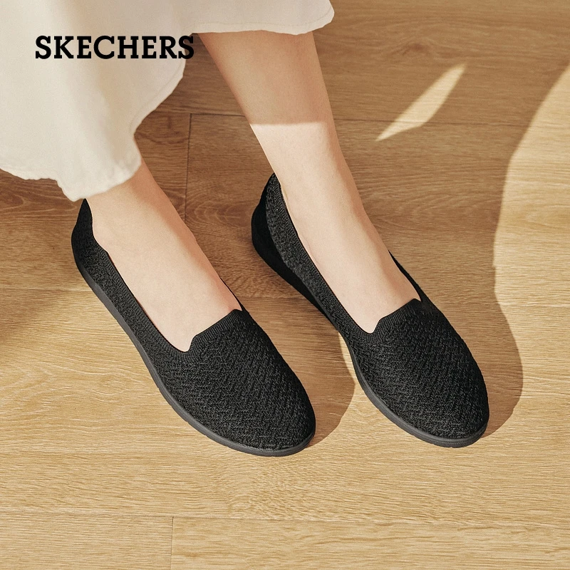 SKECHERS斯凯奇秋季新款女士浅口平底单鞋时尚休闲鞋一脚蹬158737