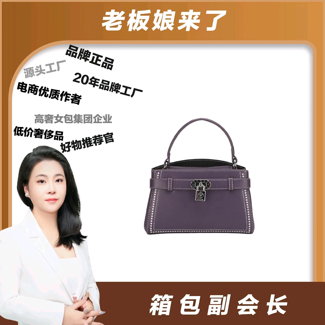 Mr.Poon新款 锁扣手提刺绣公文包MR5033紫色