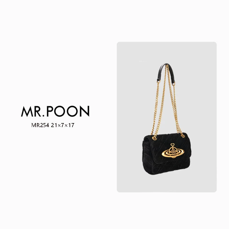 【KK定制】Mr.Poon 西太后联名同款丝绒链条斜挎包MR254黑色