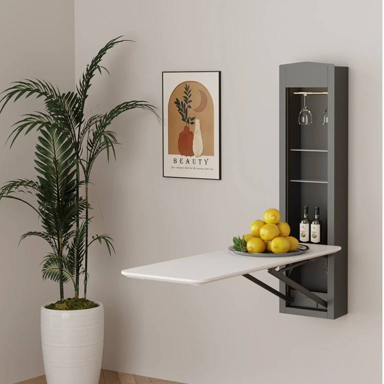 云浮客厅吧台 家用餐桌 隐形折叠桌 简约可动家具迷你吧台