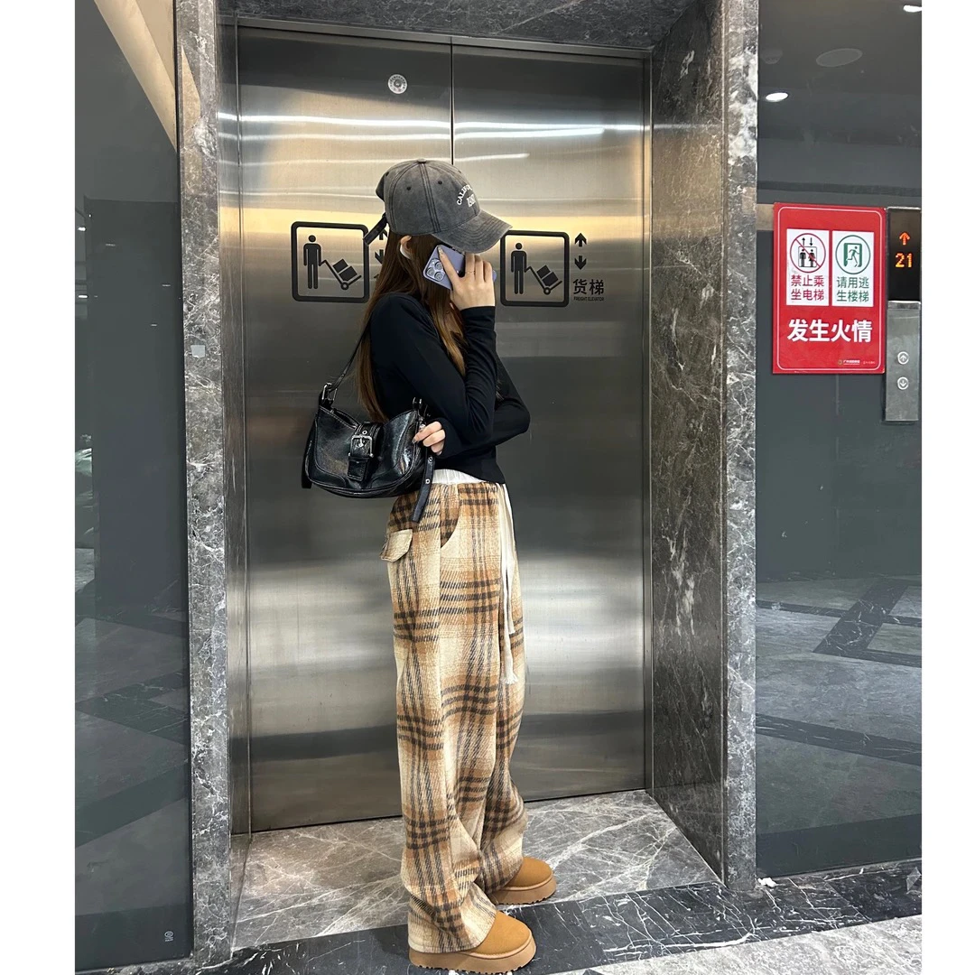 南南 特价 加绒格子裤