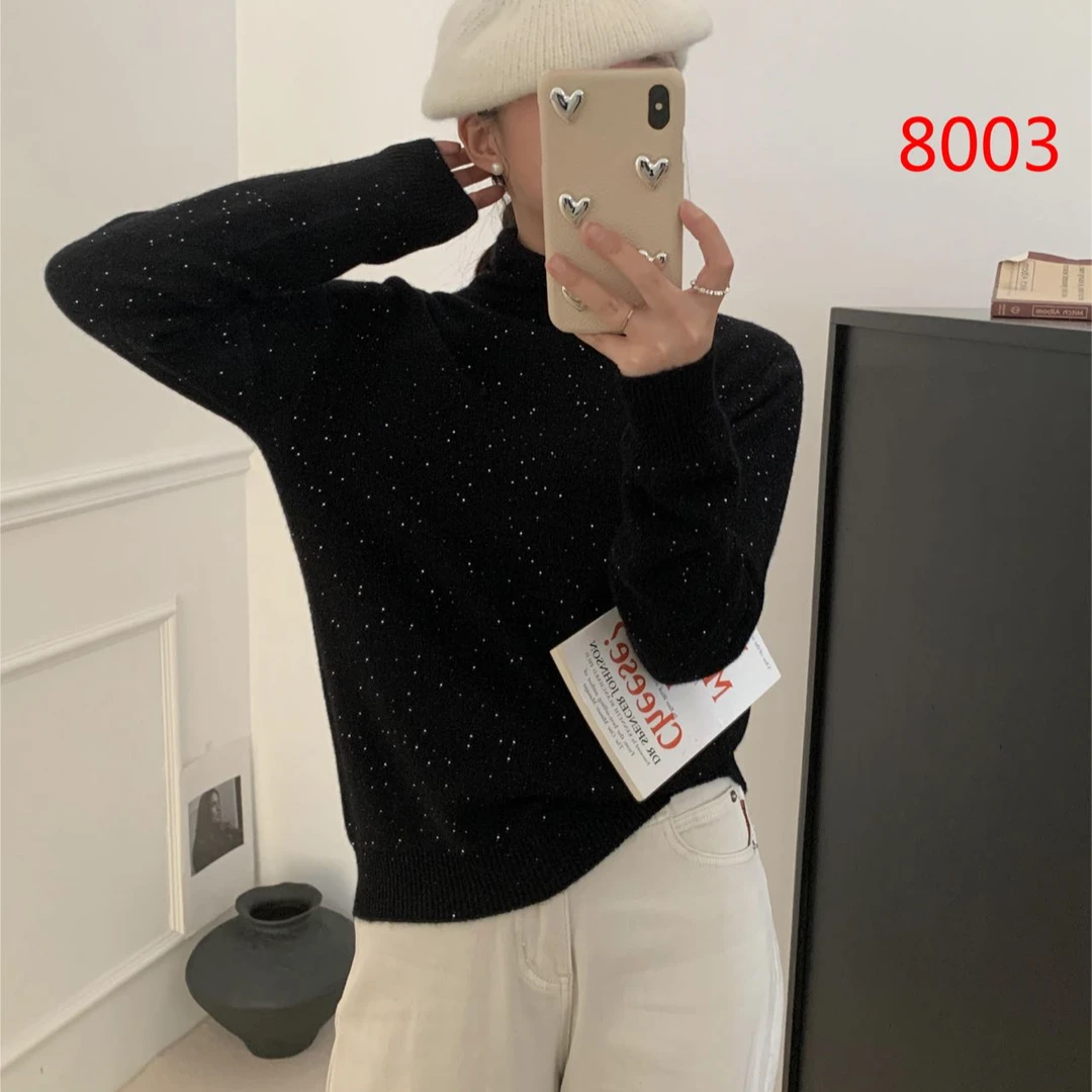 秋冬新款珠片【8003】羊毛衫显瘦长袖时尚百搭宽松加厚圆领