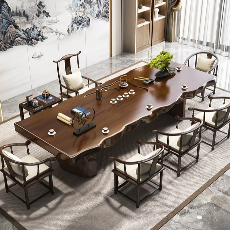 大板实木茶桌简约现代中式喝茶桌椅组合功夫禅意茶台客厅泡茶桌