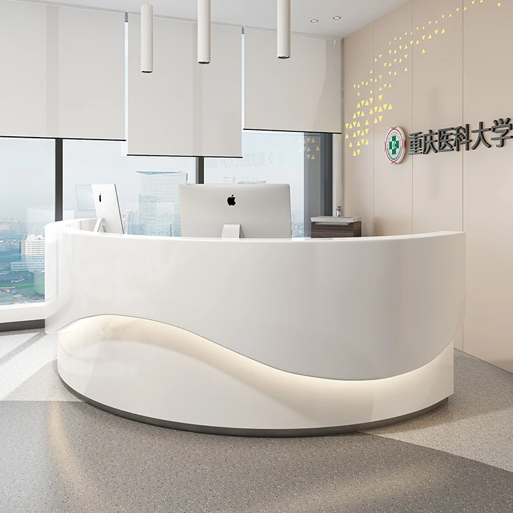 美容院前台接待台公司圆形收银台医院导诊台护士站简约现代服务台