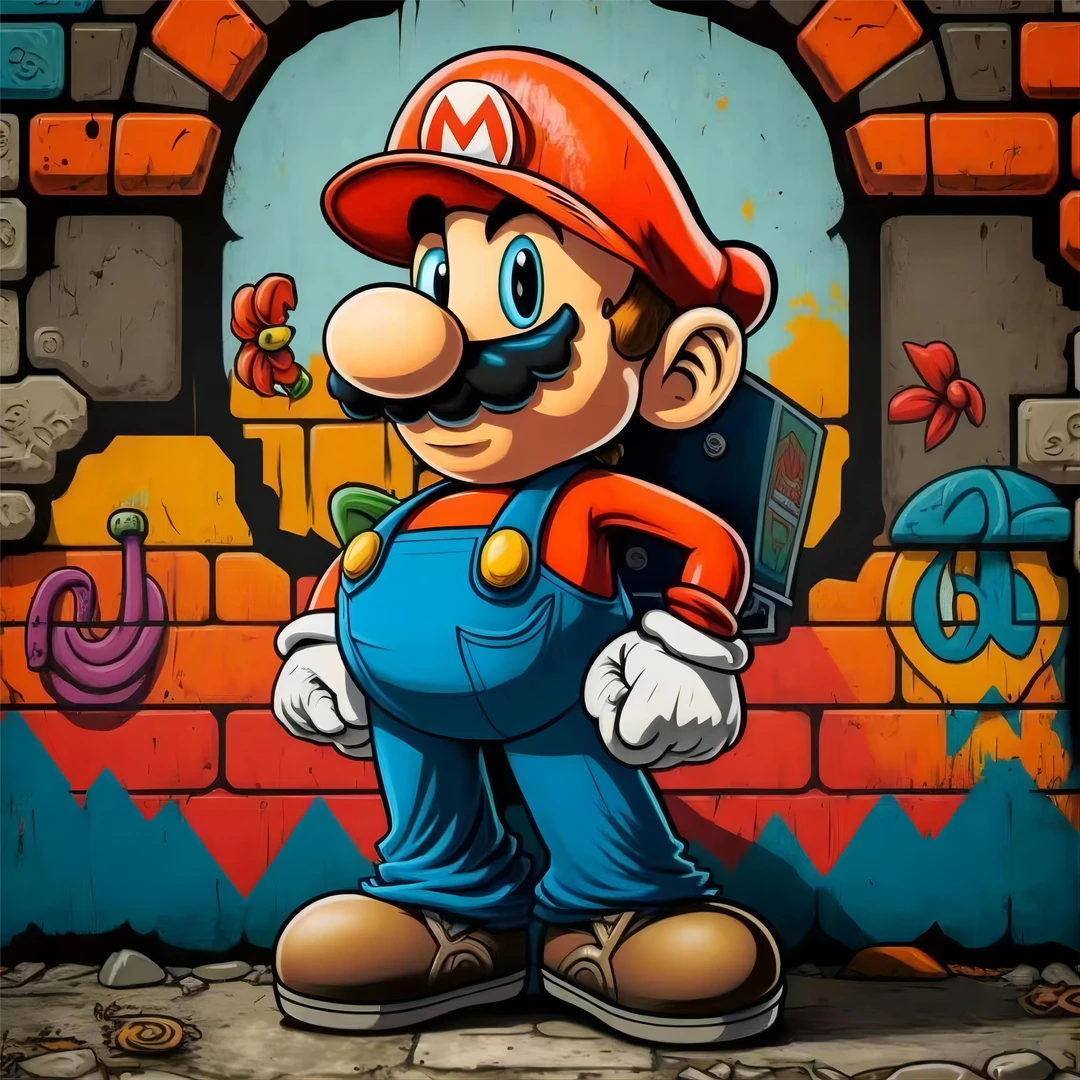 《超级玛丽》挂画儿童房装饰画床头画动漫家居漫画马里奥30*30