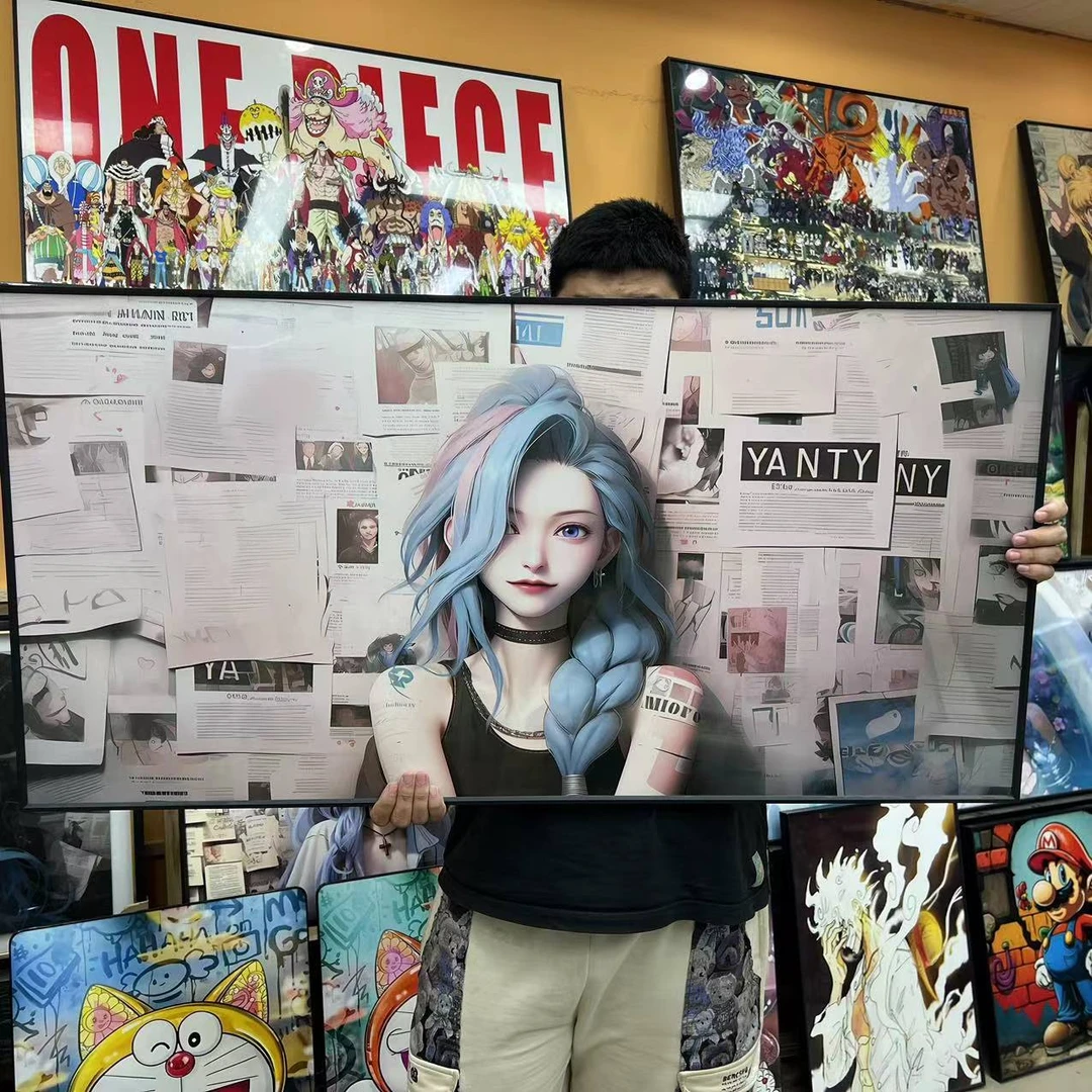 《英雄联盟》暴走萝莉金克斯卧室电竞房动漫挂画P40*80