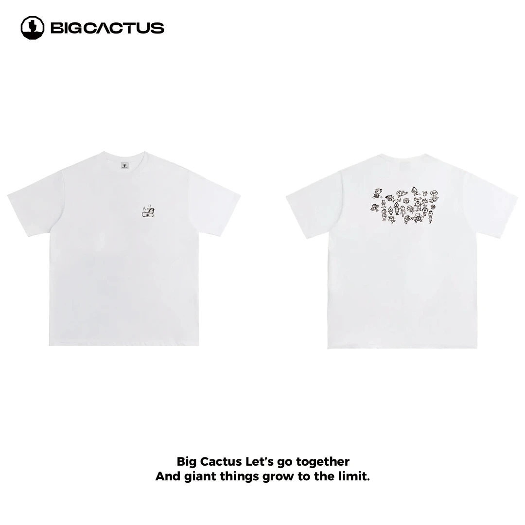 BC（线条人2）男士纯棉小圆领宽松T恤潮牌新款高级感短袖情侣潮流