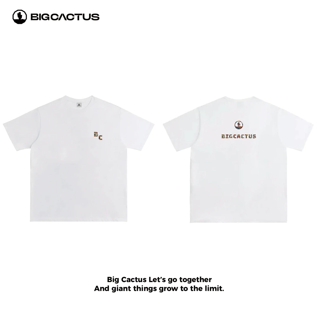 BC（花卉logo）男士男生重磅纯棉小圆领宽松T恤潮牌新款短袖情侣