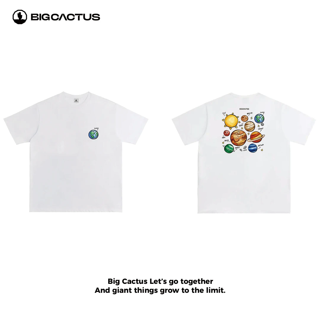 BC（星球）重磅纯棉小圆领宽松T恤潮牌新款高级感短袖情侣夏季