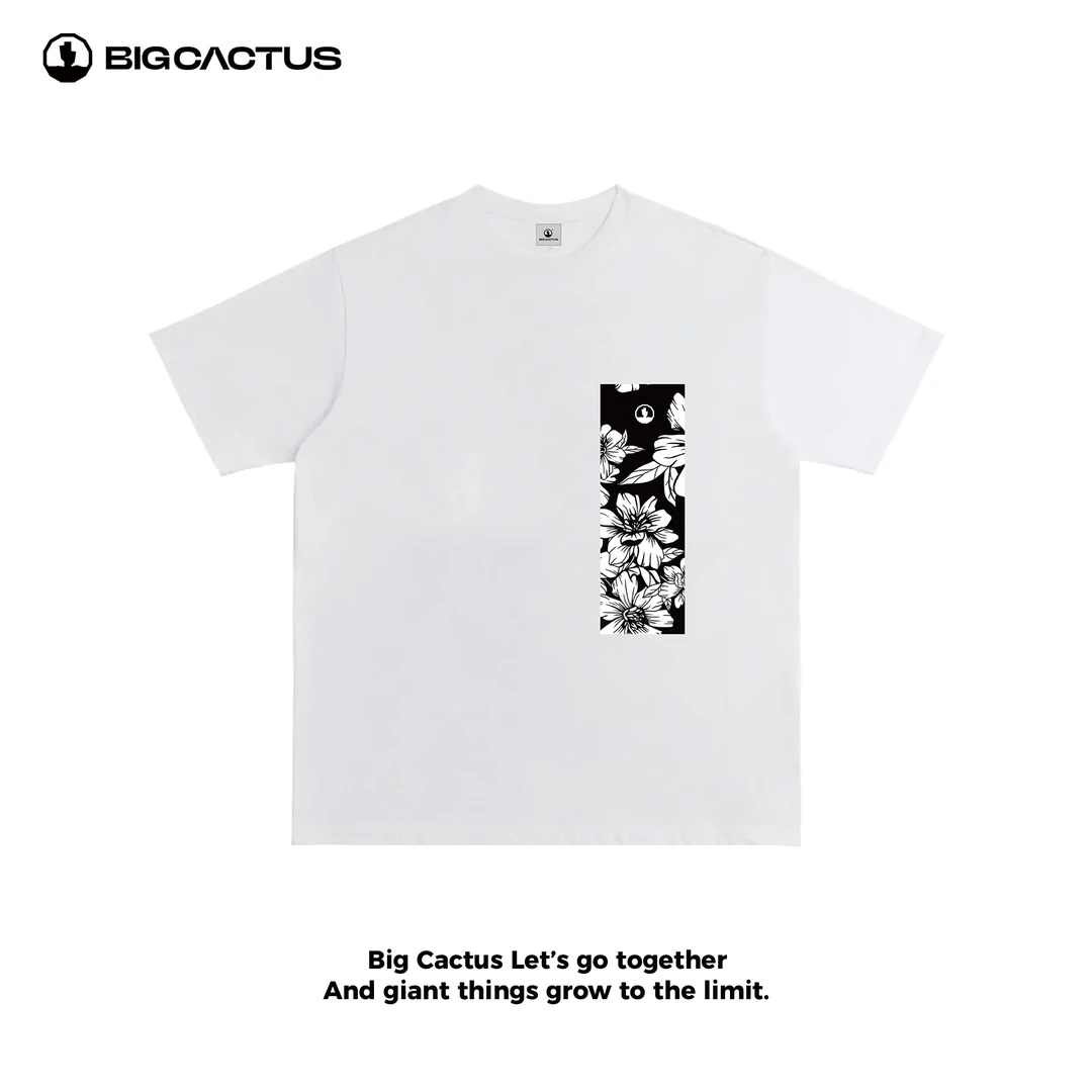 BC（侧边花）重磅纯棉小圆领宽松T恤潮牌百搭新款高级感短袖情侣