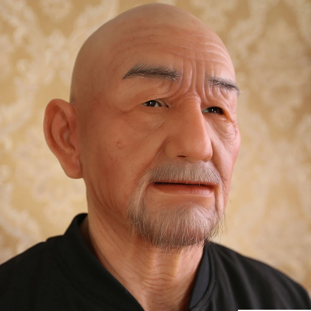 艾米秀丫硅胶老头儿童节面具高档逼真面具头套男款