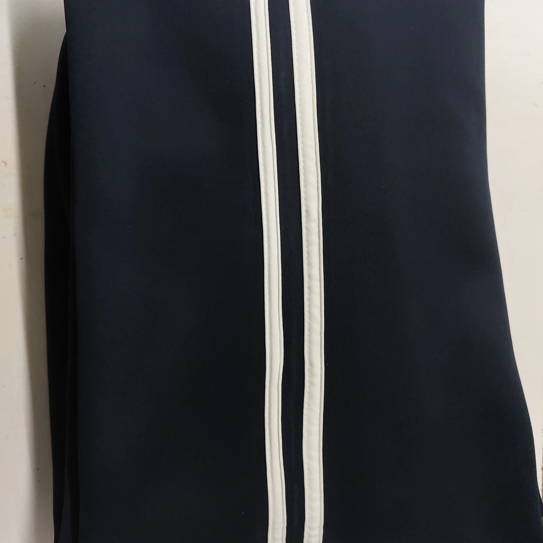 中学生春秋双白条藏兰校服裤