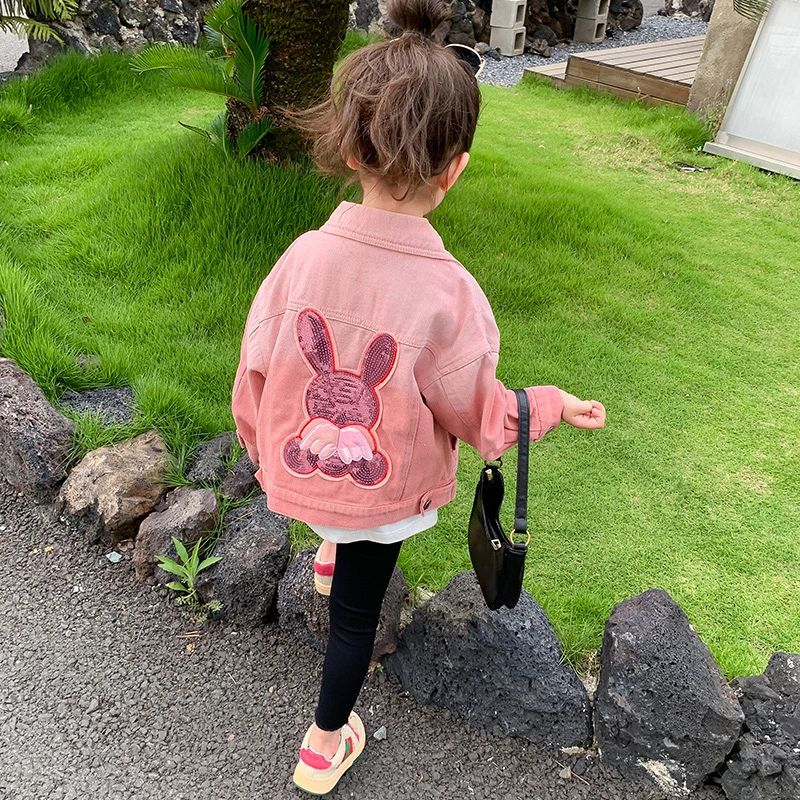 女童棒球服外套2023秋季新款中小童渐变卡通儿童休闲宽松上衣春秋