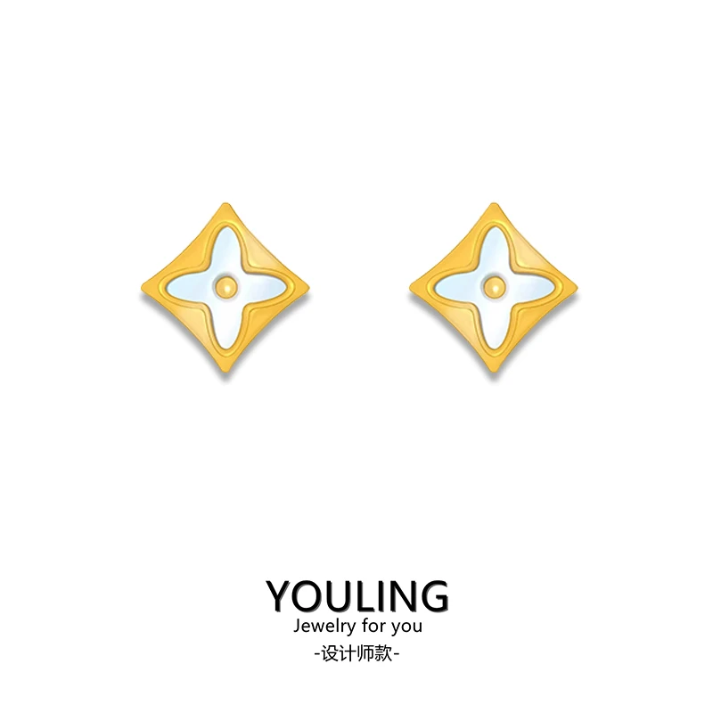 【万象城直发】YOULING/柚琳 金色老花耳钉