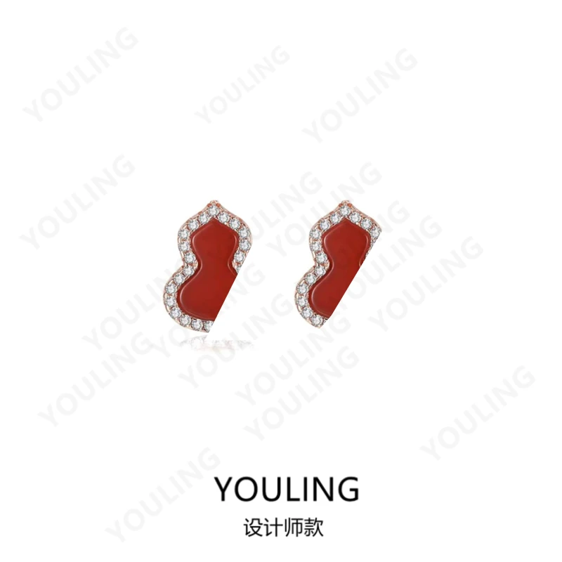 YOULING/柚琳 轻奢时尚葫芦气质红色耳钉 L285