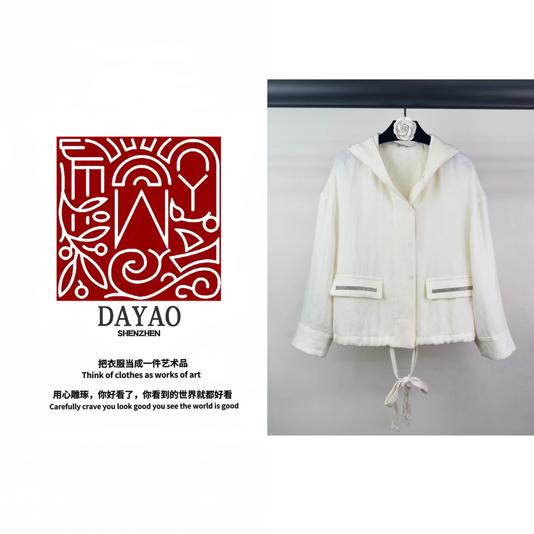 「DAYAO」气新款休闲名媛白色温柔连帽外套轻奢高端女装WYA24824