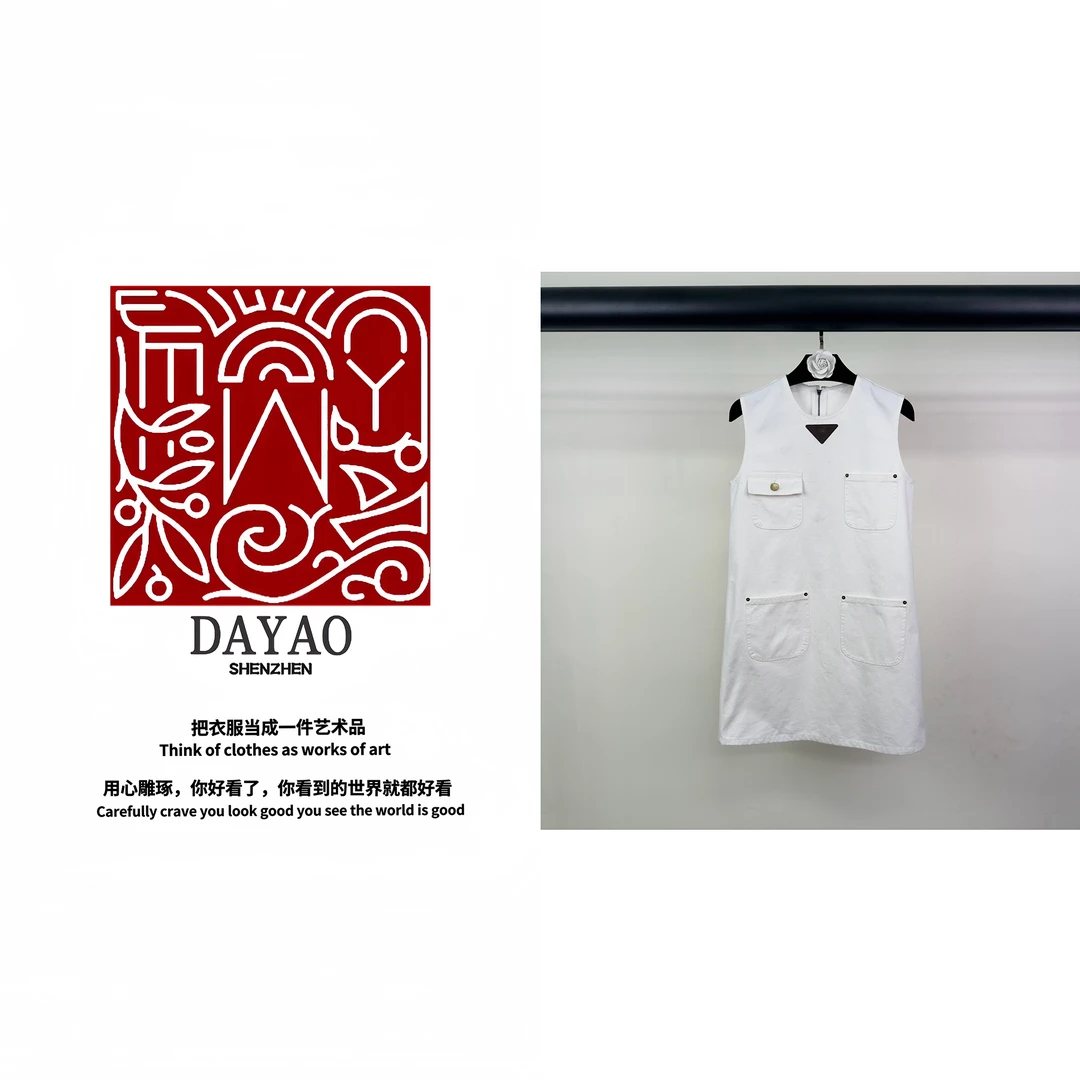 「DAYAO」25s时尚新款百搭白色无袖牛仔连衣裙轻奢高端女装WY24569