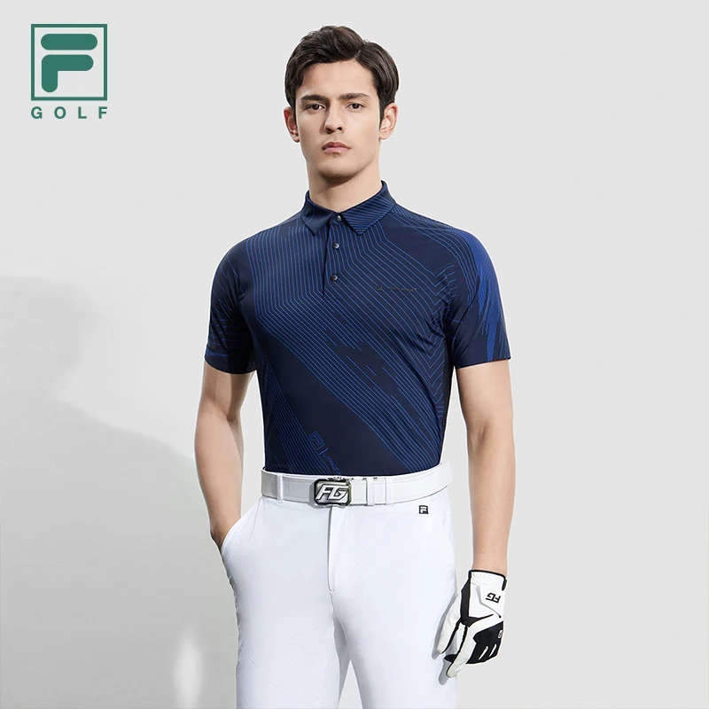 Fila/斐乐【高尔夫POLO衫】男士新款时尚运动透气翻领休闲针织短袖