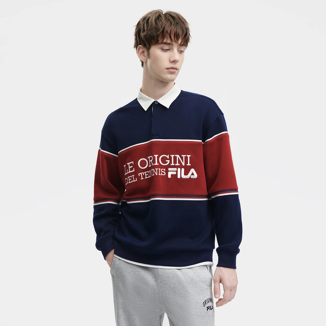 Fila/斐乐【时尚POLO衫】情侣款时尚针织款休闲透气翻领长袖POLO衫