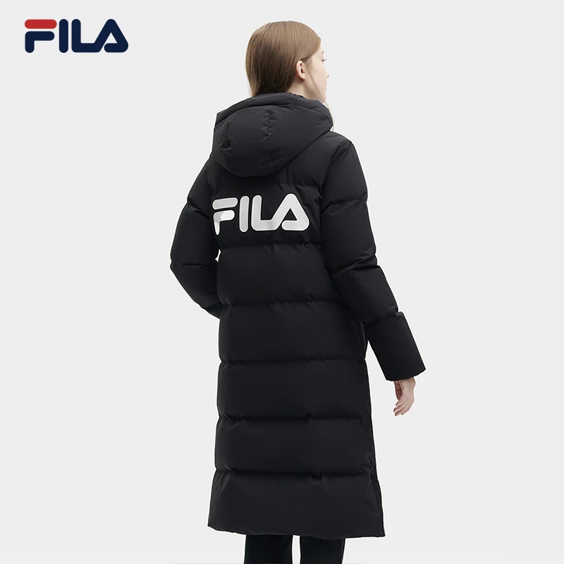 斐乐好羽绒FILA【大logo】女装冬长款加厚连帽款羽绒服F11W349910F
