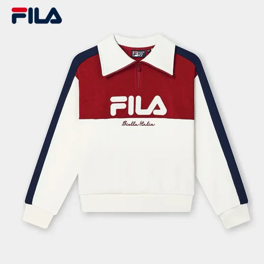 Fila/斐乐【运动拼接】24新款女时尚潮流针织长袖上衣F11W449206A