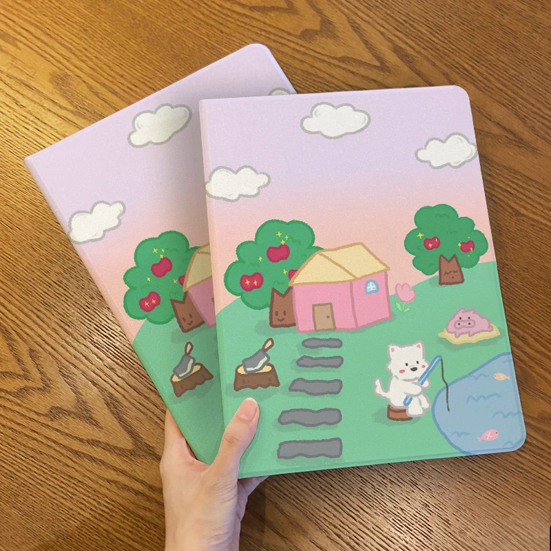 【书本式小狗钓鱼】新款小米平板保护套华为荣耀带笔槽ipad小狗